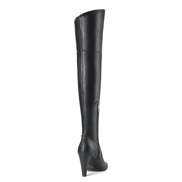 Thigh High Heeled Boots - BLACK PU - 4